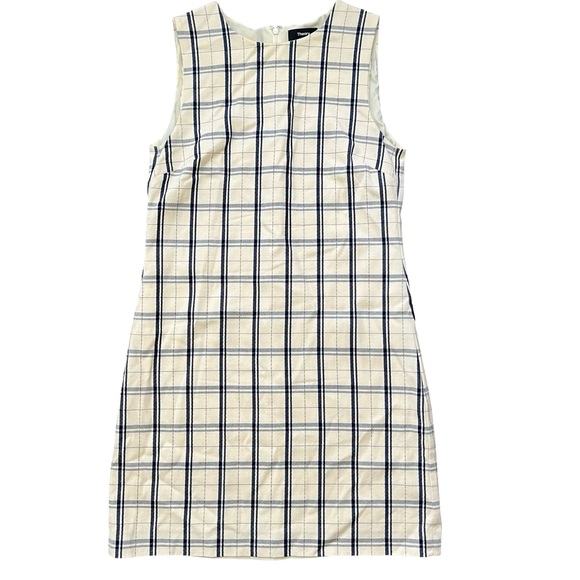 Theory Adraya Ivory & Navy Blue Check
Shift Dress Virgin Wool Women's Size 4 - Picture 3 of 8